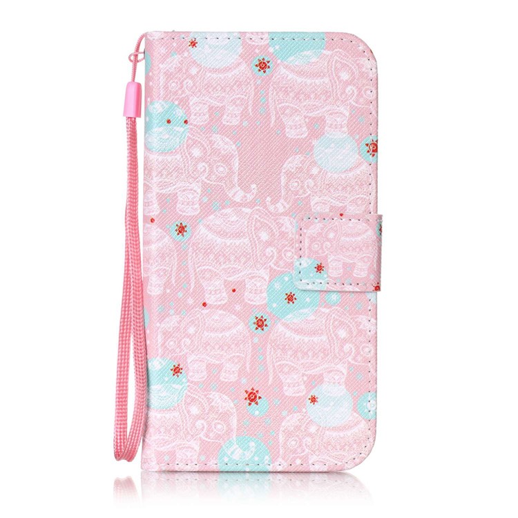 Patterned Leather Mobile Phone Case with Strap for Lenovo Vibe K5 / K5 Plus - Elephants-1