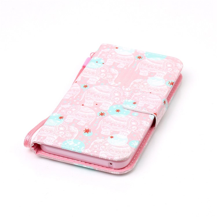 Patterned Leather Mobile Phone Case with Strap for Lenovo Vibe K5 / K5 Plus - Elephants-5