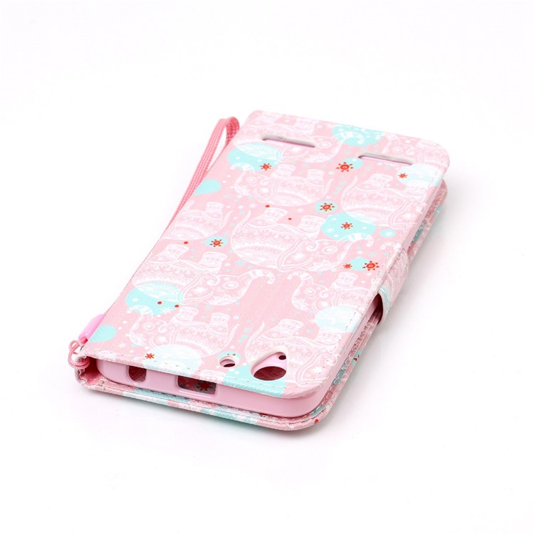 Patterned Leather Mobile Phone Case with Strap for Lenovo Vibe K5 / K5 Plus - Elephants-6