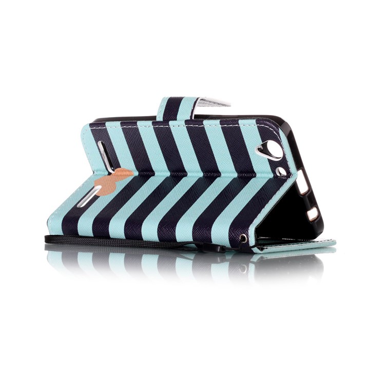Patterned Leather Card Holder Case with Strap for Lenovo Vibe K5 / K5 Plus - Stripes and Hearts-4