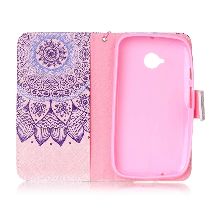 Wallet Leather Stand Case for Motorola Moto E2 XT1505 E+1 - Mandala Flowers-3