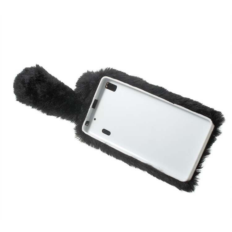 Rabbit Style Fluffy Fur TPU Case for Lenovo A7000 - Black-3