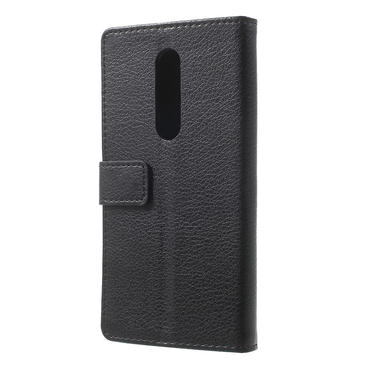 Litchi Skin Wallet Leather Stand Case for Motorola Moto M - Black-2