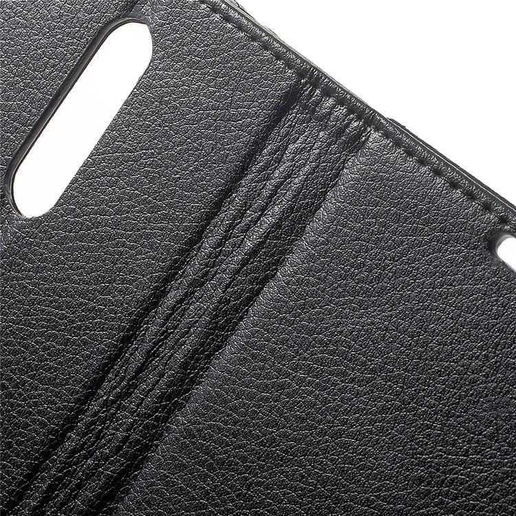 Litchi Skin Wallet Leather Stand Case for Motorola Moto M - Black-7