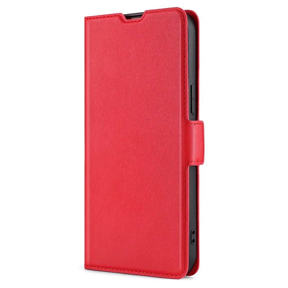 All-round Shockproof Stand Case for Motorola Moto G22, Ultra-thin PU Leather Phone Cover Side Magnetic Clasp Case with Card Slot - Red-7