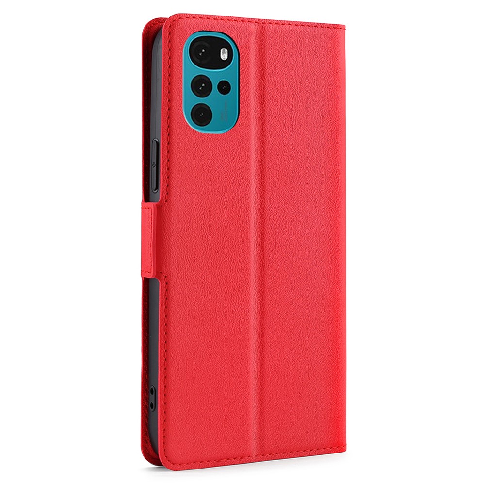 All-round Shockproof Stand Case for Motorola Moto G22, Ultra-thin PU Leather Phone Cover Side Magnetic Clasp Case with Card Slot - Red-8