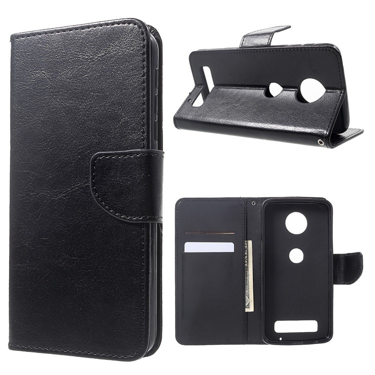 Crazy Horse Texture Leather Case Wallet Cover for Motorola Moto Z Play - Black-1