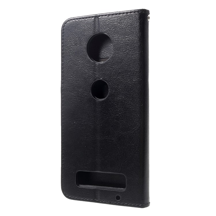 Crazy Horse Texture Leather Case Wallet Cover for Motorola Moto Z Play - Black-2
