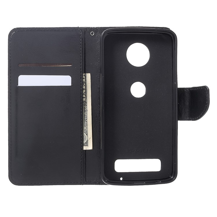 Crazy Horse Texture Leather Case Wallet Cover for Motorola Moto Z Play - Black-4