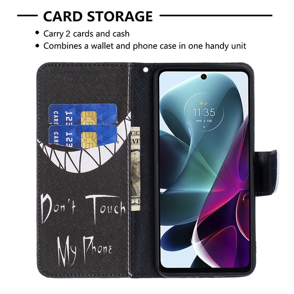 BF Pattern Printing Leather Series-1 for Motorola Moto G200 5G/Edge S30 Pattern Printing Bump Protection PU Leather Phone Case with Stand Wallet - Don't Touch My Phone-3