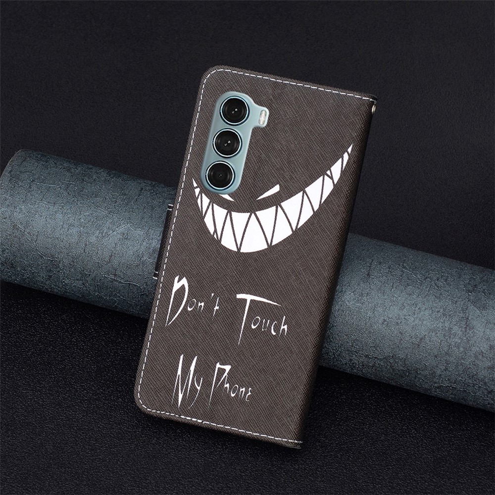 BF Pattern Printing Leather Series-1 for Motorola Moto G200 5G/Edge S30 Pattern Printing Bump Protection PU Leather Phone Case with Stand Wallet - Don't Touch My Phone-5