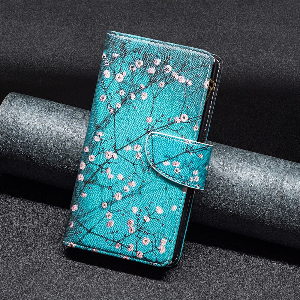BF Pattern Printing Leather Series-4 for Motorola Moto G200 5G/Edge S30 03 Zipper Pocket Wallet Phone Case Stylish Pattern Printing PU Leather Stand Shell - Plum Blossom-5