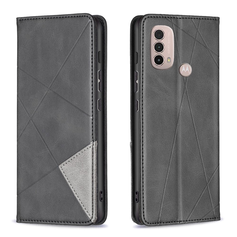 BF Imprinting Pattern Series-1 PU Leather Flip Stand Case for Motorola Moto E30/E40, Imprinted Pattern Full Body Anti-Scratch Protective Cover with Card Slot - Black-1