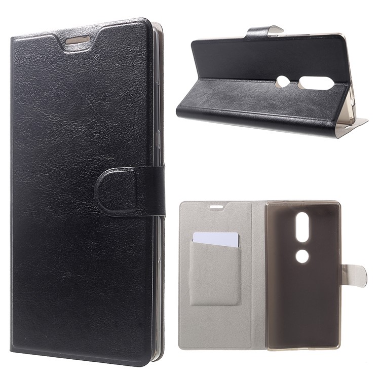 Crazy Horse Leather Card Holder Case for Lenovo Phab2 Plus - Black-1