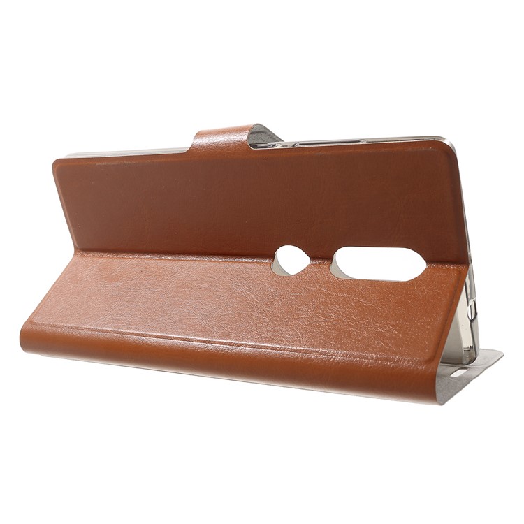 Crazy Horse Leather Card Holder Mobile Phone Stand Case for Lenovo Phab2 Plus - Brown-3