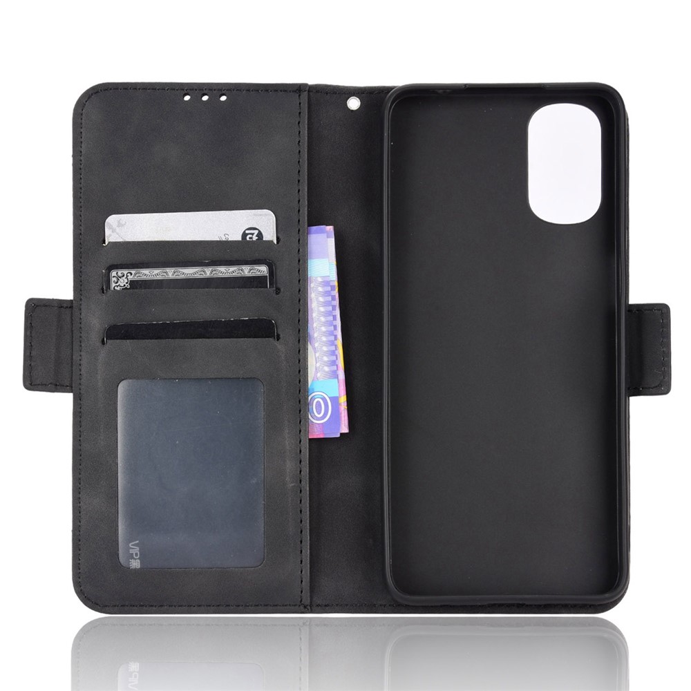 For Motorola Moto G22 Mobile Phone Shell, Shockproof Multiple Card Slots PU Leather Wallet Case Stand Cover - Black-6