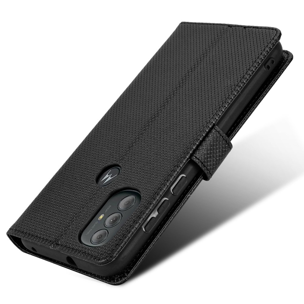 For Motorola Moto G Power (2022) Diamond Texture Hands-free Stand PU Leather Protective Phone Case with Wallet - Black-5