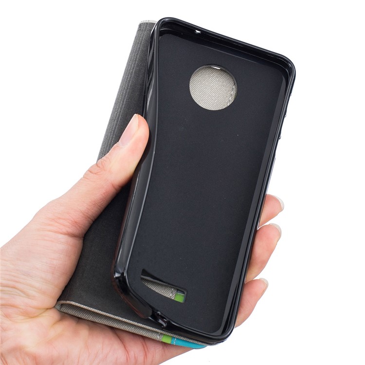 Two-color Leather Stand Case for Motorola Moto Z - Black-8