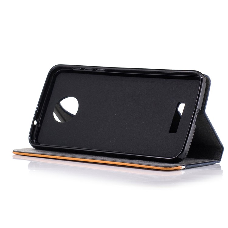 Two-color PU Leather Stand Case for Motorola Moto Z - Dark Blue-4