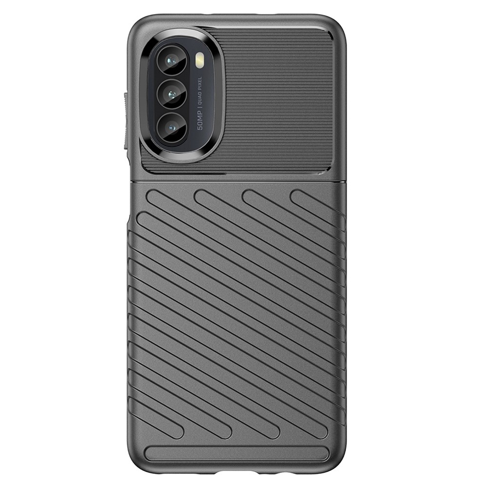 Thunder Series Twill Texture Grip Case for Motorola Moto G52, Thickened TPU Buffer Protection Anti-Drop Cover - Black-2