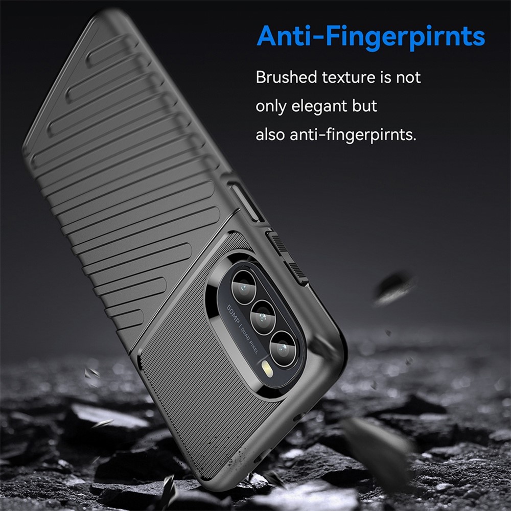 Thunder Series Twill Texture Grip Case for Motorola Moto G52, Thickened TPU Buffer Protection Anti-Drop Cover - Black-4