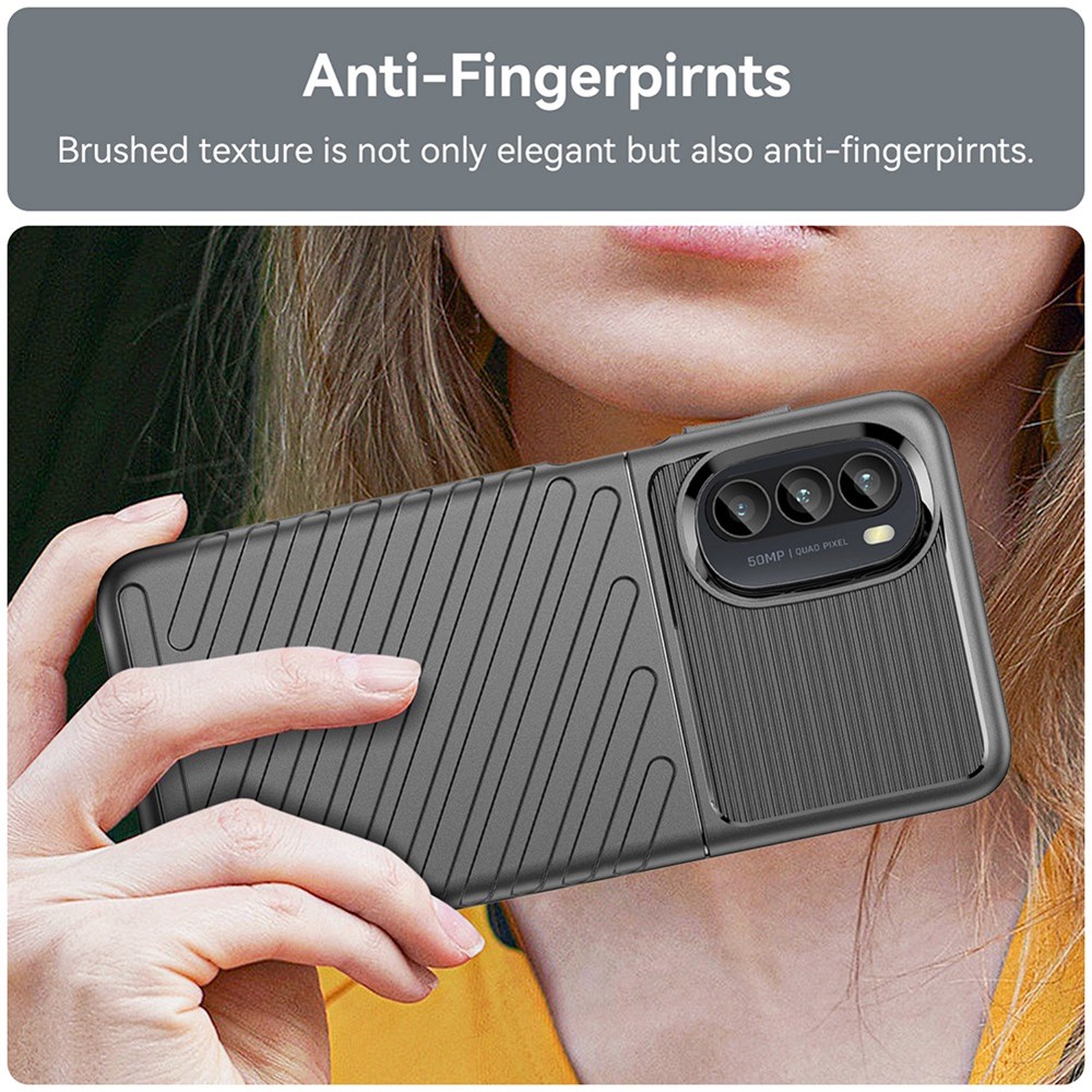 Thunder Series Twill Texture Grip Case for Motorola Moto G52, Thickened TPU Buffer Protection Anti-Drop Cover - Black-6