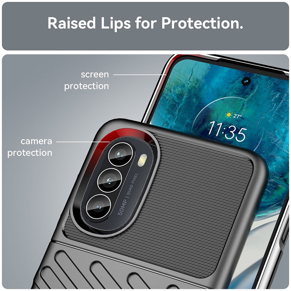 Thunder Series Twill Texture Grip Case for Motorola Moto G52, Thickened TPU Buffer Protection Anti-Drop Cover - Black-7