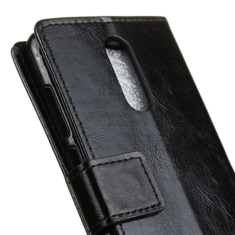 Smooth Crazy Horse Wallet PU Leather Phone Cover for Motorola Moto M - Black-8