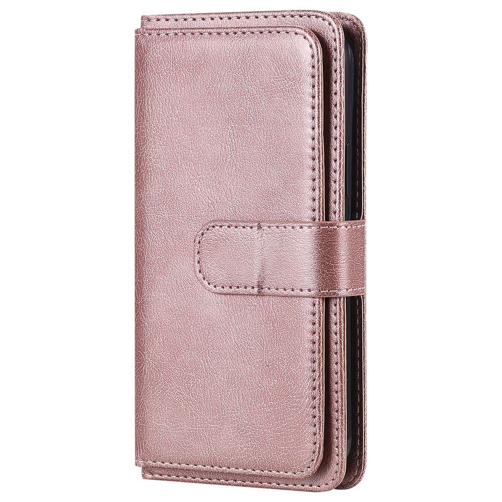 For Motorola Moto G200 5G/Edge S30 KT Multi-functional Series-1 PU Leather Folio Flip Wallet Case 10 Card Holder Slots Soft TPU Shockproof Protective Cover - Rose Gold-10