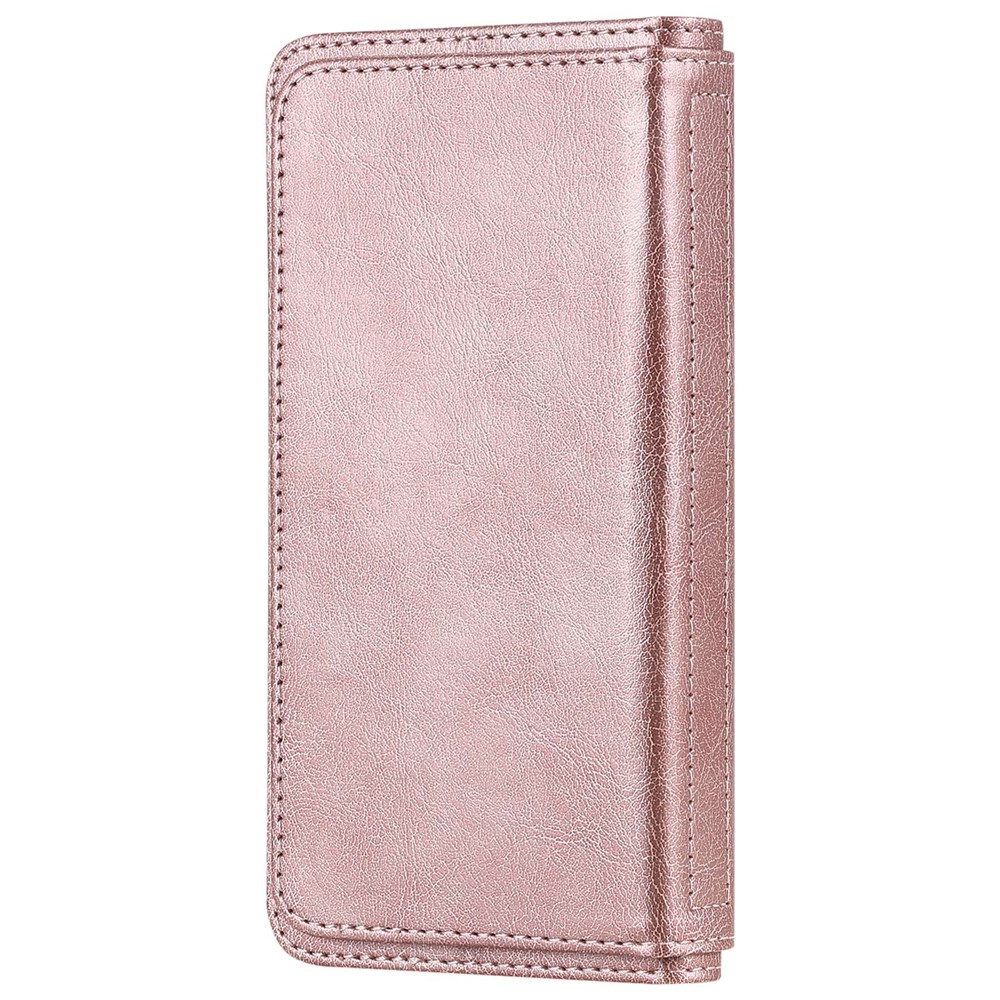 For Motorola Moto G200 5G/Edge S30 KT Multi-functional Series-1 PU Leather Folio Flip Wallet Case 10 Card Holder Slots Soft TPU Shockproof Protective Cover - Rose Gold-11