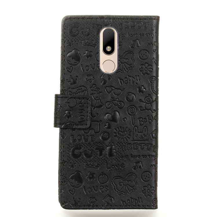 Cartoon Graffiti Wallet Stand Leather Phone Case for Motorola Moto M - Black-2