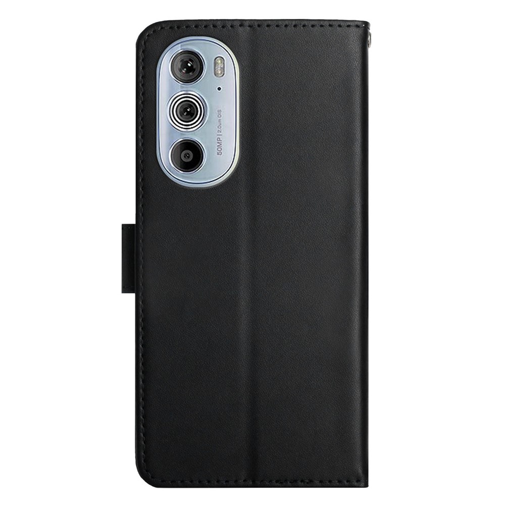 For Motorola Edge 30 Pro (Motorola Edge+ (2022)) All-inclusive Protection Nappa Texture Wallet Case Genuine Leather Phone Shell with Stand - Black-9