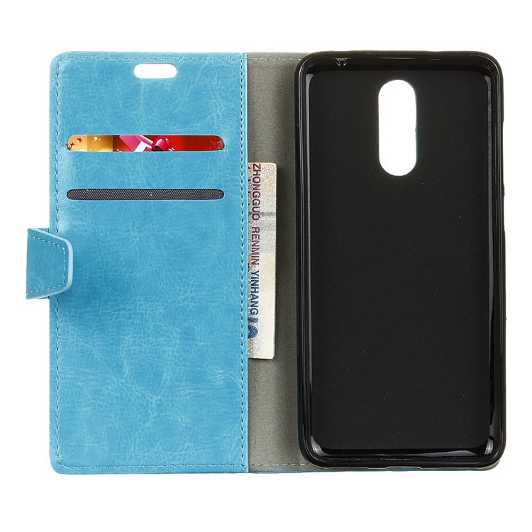 Crazy Horse PU Leather Case with Wallet Slots for Motorola Moto M - Blue-3