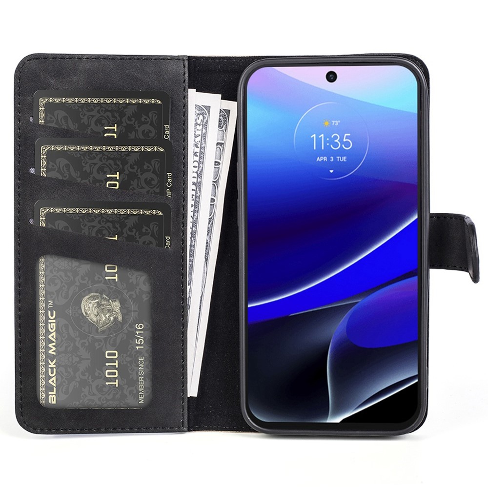 Splicing PU Leather Case for Motorola Moto G (2022) 5G, Anti-scratch Mobile Phone Cover with Wallet Stand - Black-2