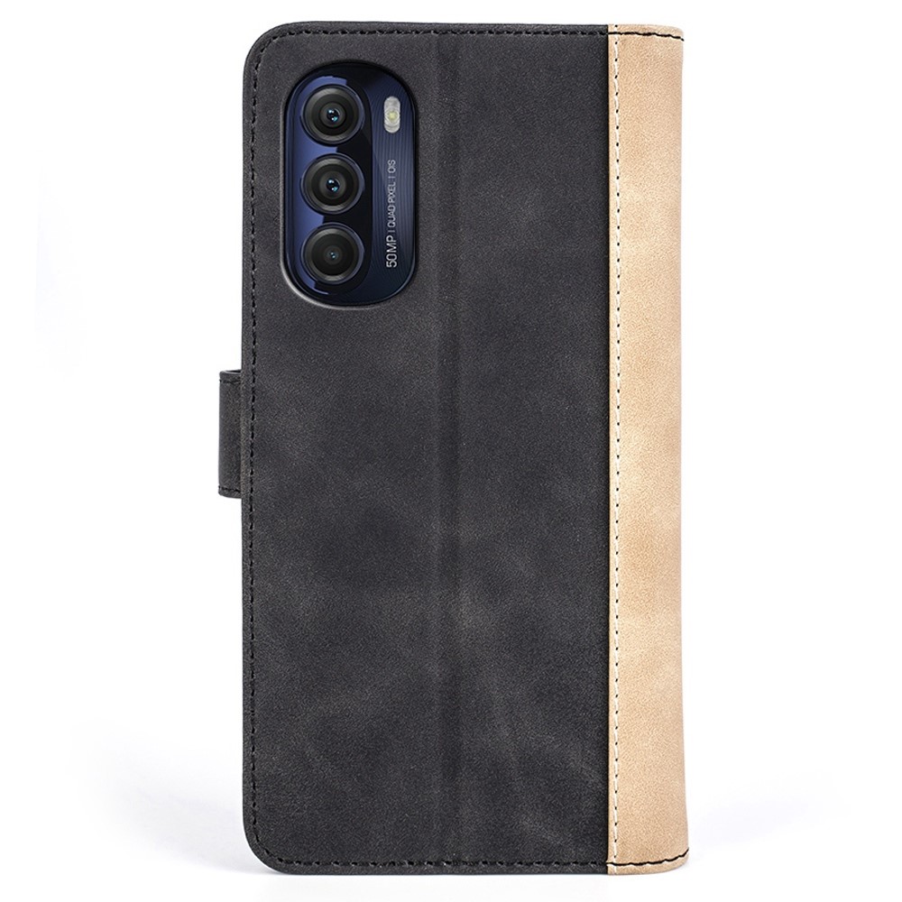Splicing PU Leather Case for Motorola Moto G (2022) 5G, Anti-scratch Mobile Phone Cover with Wallet Stand - Black-7