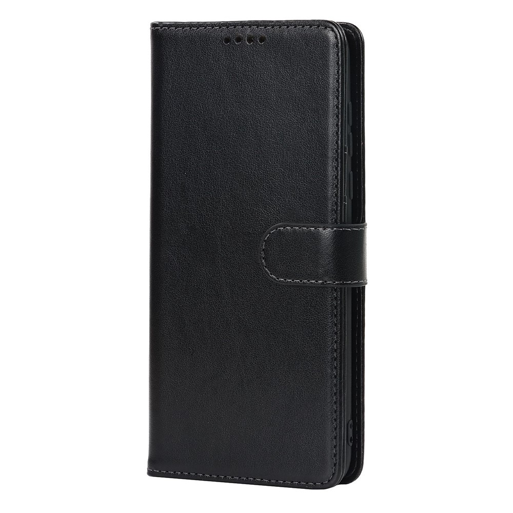 For Motorola Moto G Power (2022) R61 Texture Felled Seam PU Leather Flip Cover Stand Feature Magnetic Closure Wallet Case with Wrist Strap - Black-7