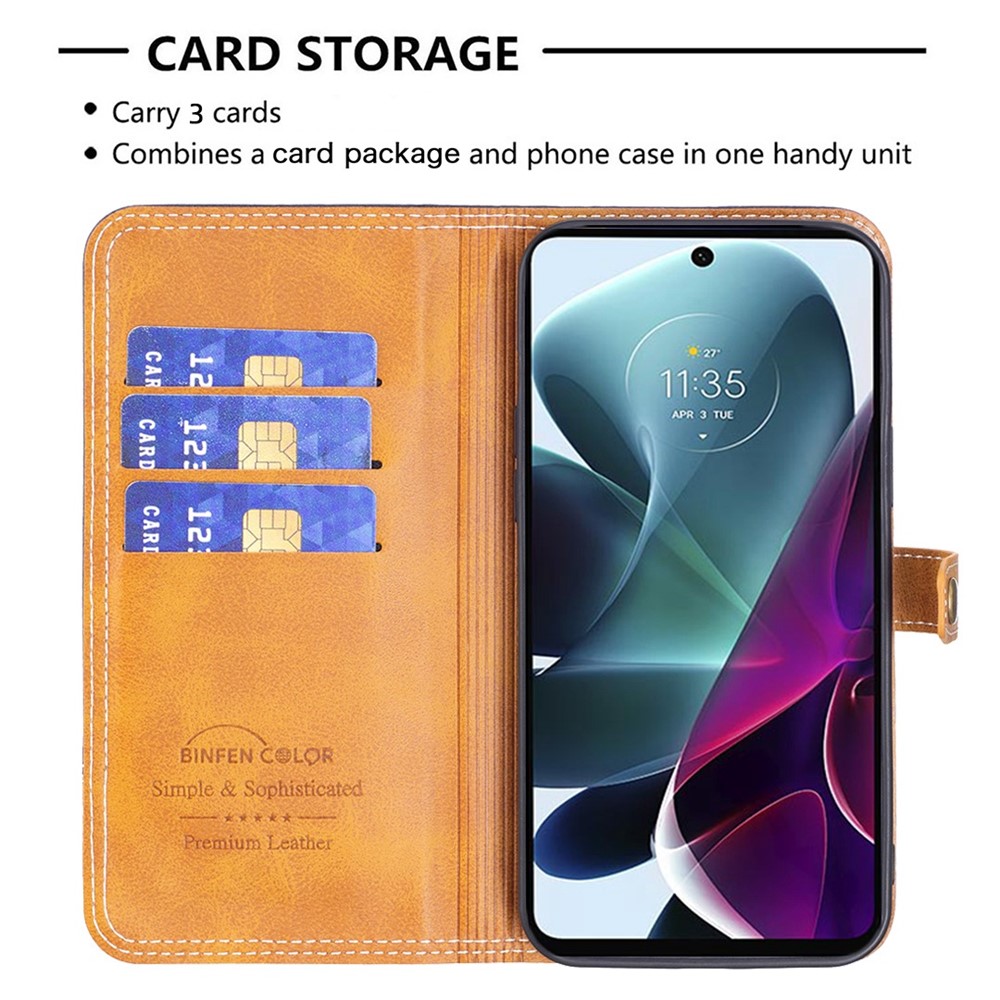 BINFEN COLOR for Motorola Moto G71 BF Leather Series-8 Splicing Lines 12 Style Card Slots All-inclusive Protection Cover Magnetic Leather Phone Shell with Stand - Black-3