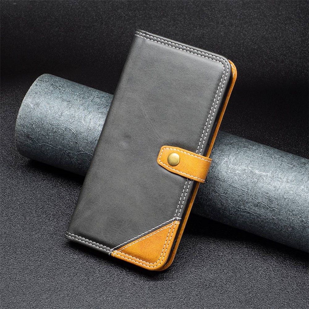 BINFEN COLOR for Motorola Moto G71 BF Leather Series-8 Splicing Lines 12 Style Card Slots All-inclusive Protection Cover Magnetic Leather Phone Shell with Stand - Black-4