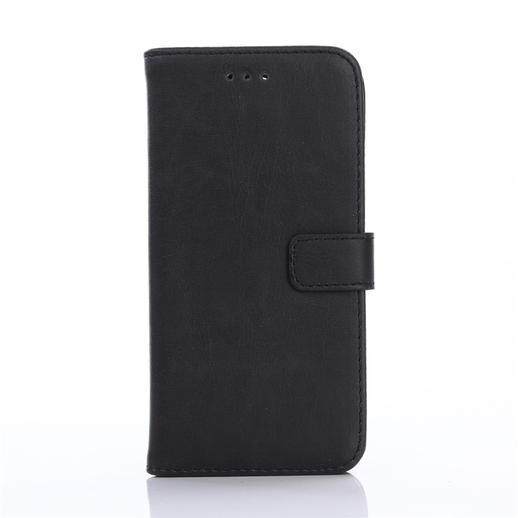 Retro Crazy Horse Texture Leather Wallet Phone Case for Motorola Moto M - Black-1
