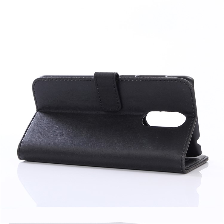 Retro Crazy Horse Texture Leather Wallet Phone Case for Motorola Moto M - Black-4
