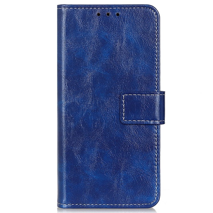 For Motorola Moto G (2022) 5G Retro Crazy Horse Texture Phone Drop-proof Case PU Leather Stand Wallet Cover - Blue-5
