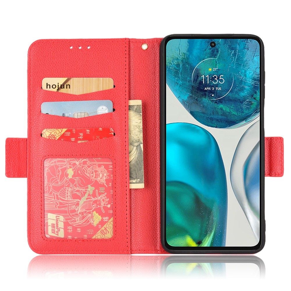 For Samsung Galaxy G52 4G/G82 5G Protective Case Side Magnetic Clasp Litchi Texture Leather Stand Wallet Style Phone Shell - Red-2