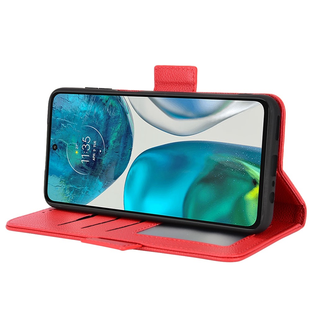 For Samsung Galaxy G52 4G/G82 5G Protective Case Side Magnetic Clasp Litchi Texture Leather Stand Wallet Style Phone Shell - Red-3