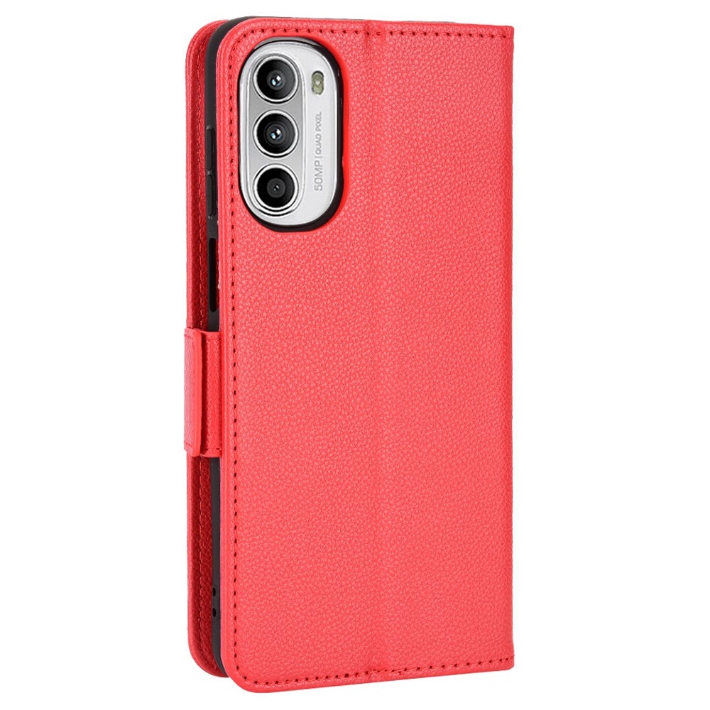 For Samsung Galaxy G52 4G/G82 5G Protective Case Side Magnetic Clasp Litchi Texture Leather Stand Wallet Style Phone Shell - Red-7