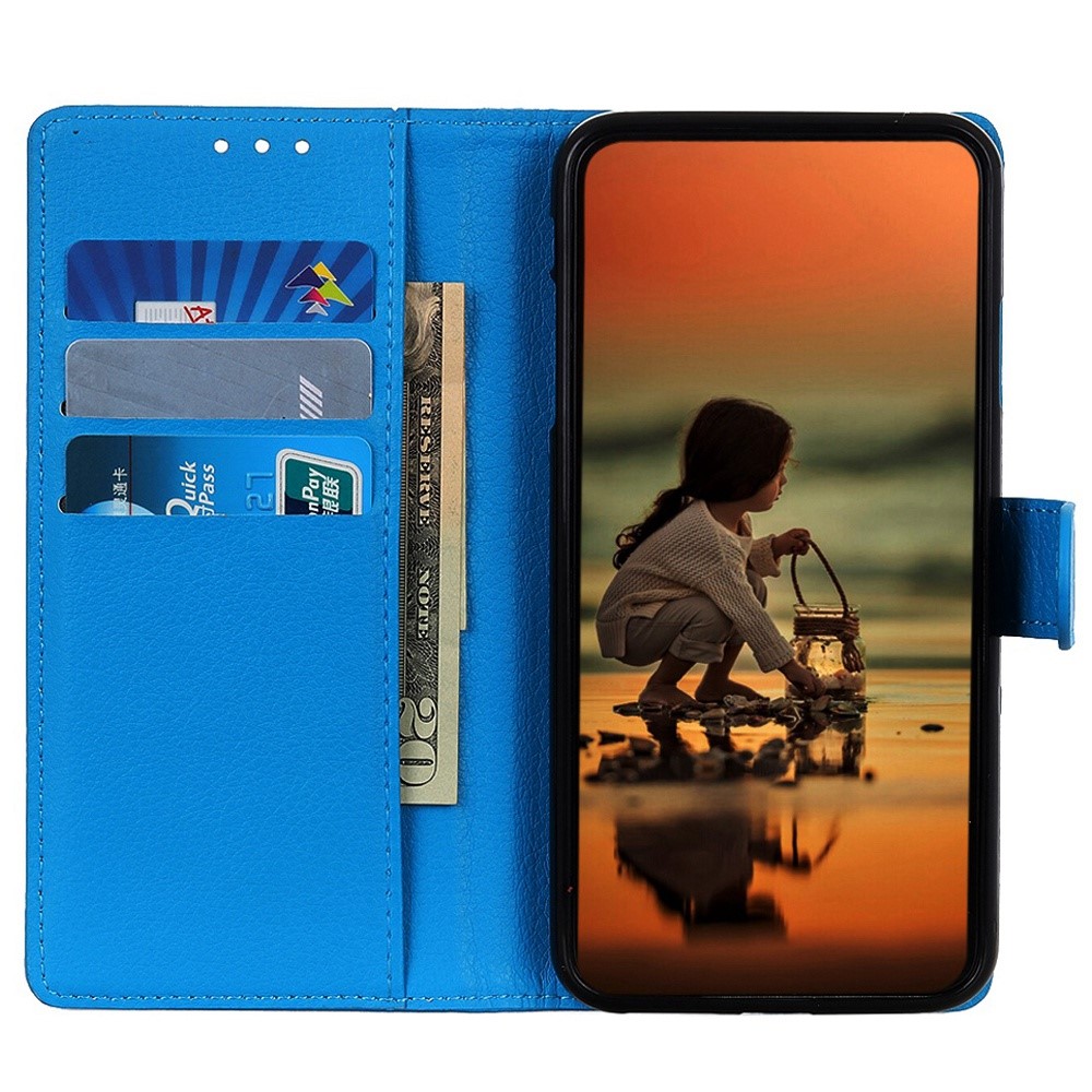 For Motorola Moto G Stylus 5G (2022) Litchi Texture PU Leather Book Case Inner TPU Shock-Absorption Stand Wallet Flip Cover - Blue-2