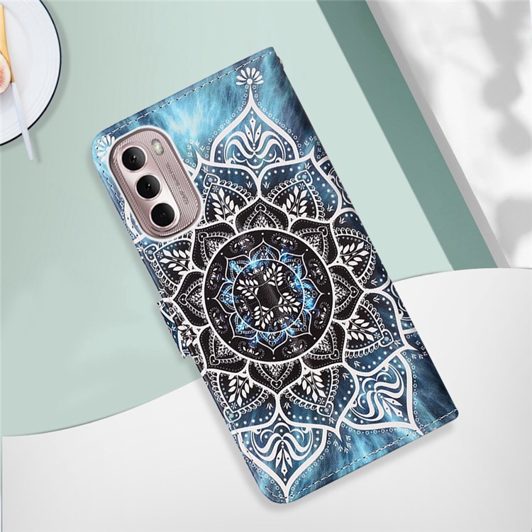 YB Pattern Printing Leather Series-4 for Motorola Moto G Stylus (2022) 4G Magnetic Stand Function PU Leather Shell Wallet Full Protection Phone Case - Mandala Flower-6