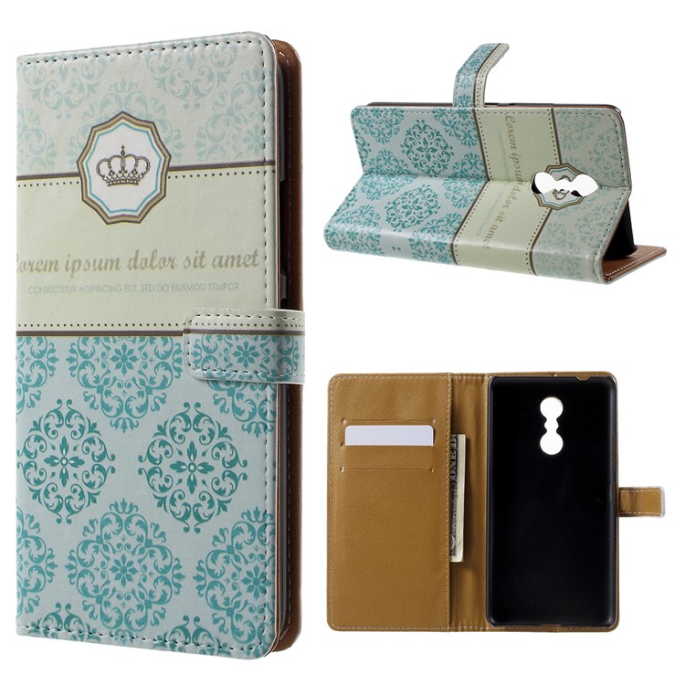 Patterned Wallet Leather Folio Stand Protective Case for Lenovo K6 Note - Damask Flower-1