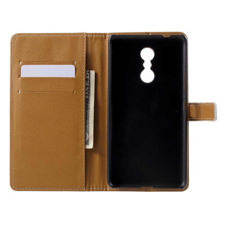 Patterned Wallet Leather Folio Stand Protective Case for Lenovo K6 Note - Damask Flower-4