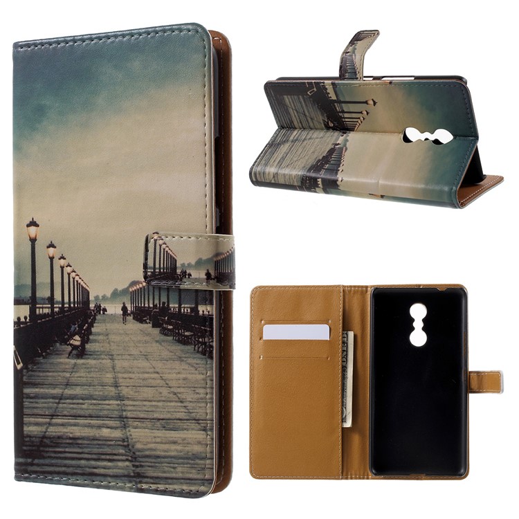 Patterned Wallet Leather Folio Mobile Phone Shell for Lenovo K6 Note - The Long Corridor-1