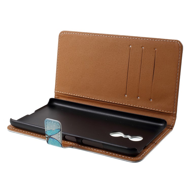 Patterned Wallet Leather Folio Phone Protector Cover Casing for Lenovo K6 Note - Butterfly-5